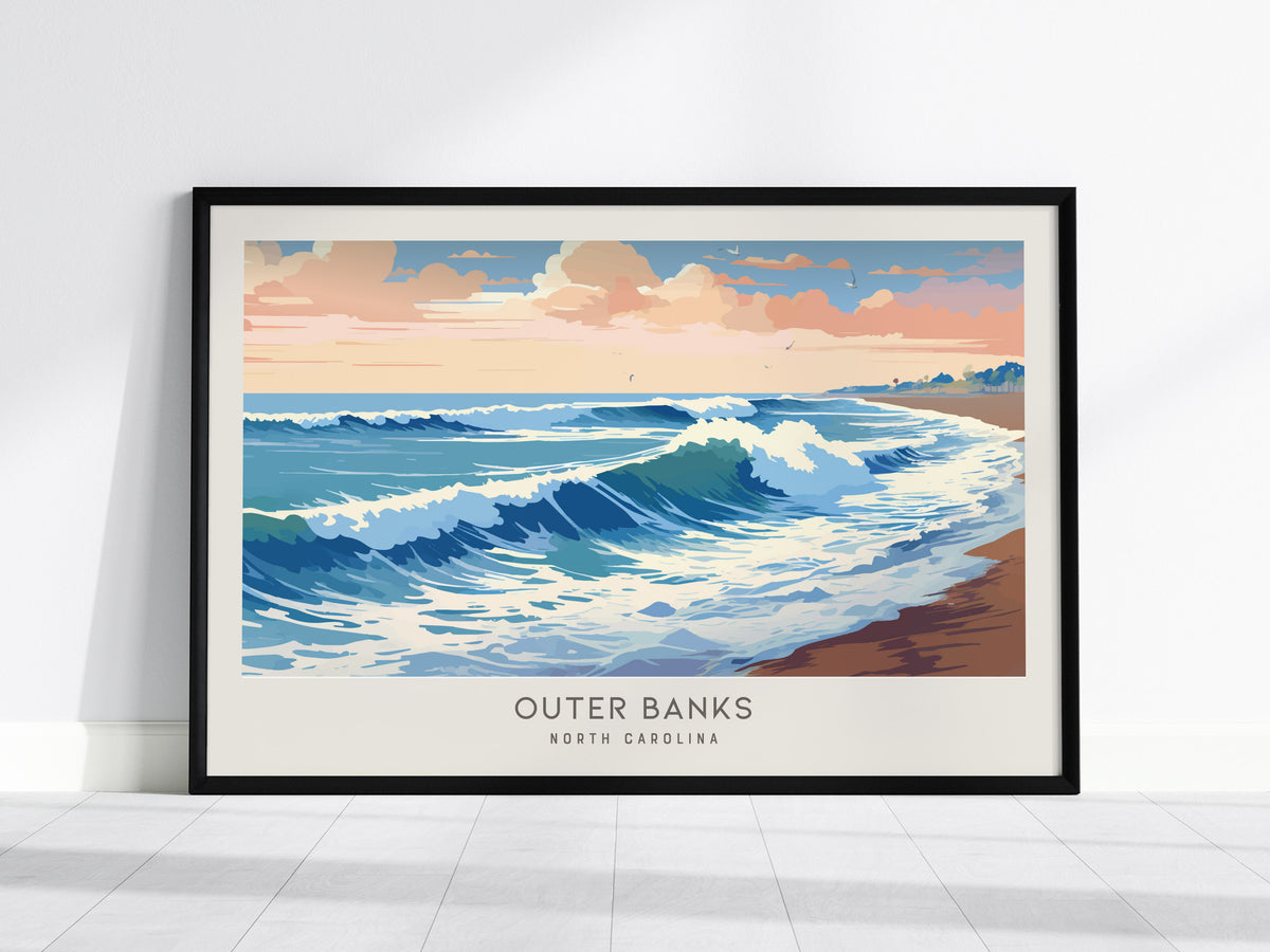 Outer Banks Landscape Matte Border Poster | North Carolina Travel Wall Art — framed wall art, 24x36 in