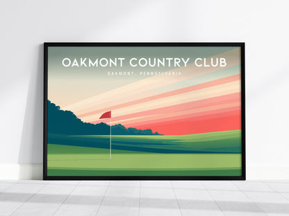 Oakmont Country Club Landscape Poster | Oakmont, Pennsylvania Country Club Decor Wall Art — framed wall art, 24x36 in