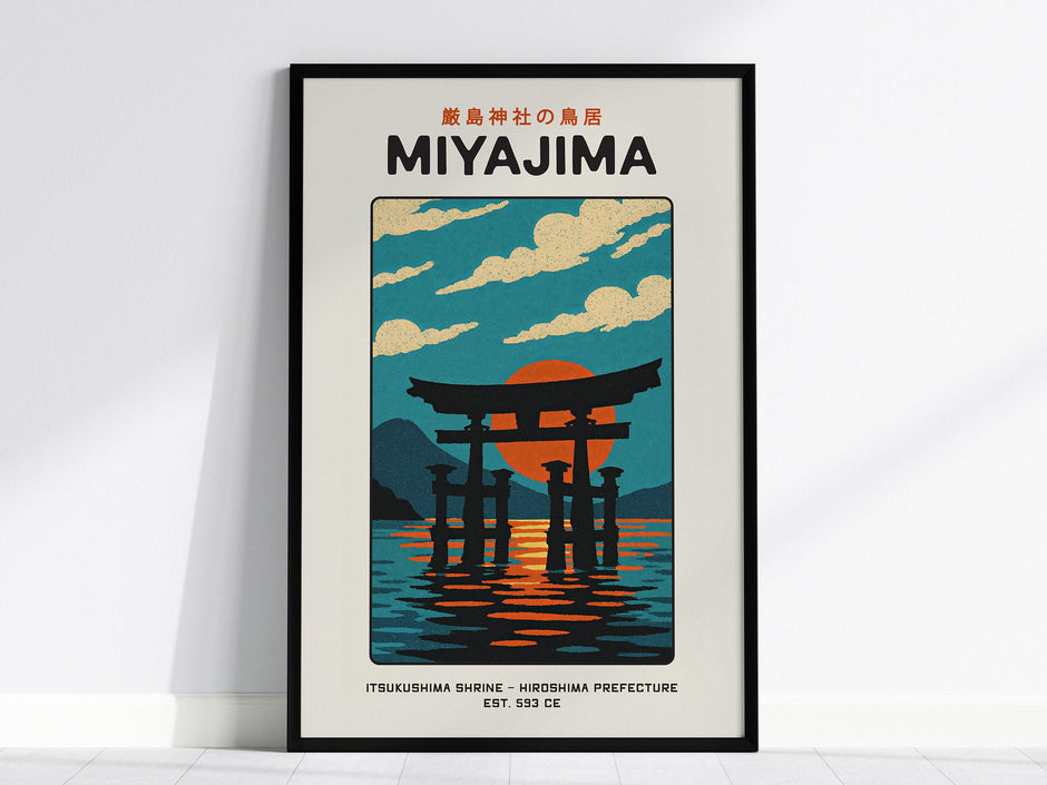 Miyajima Torii Gate Poster – Vintage Japan Travel Wall Art, Itsukushima Shrine Print, Japanese Culture Decor, Framed Coastal Home Wall Decor - Swell Scenes