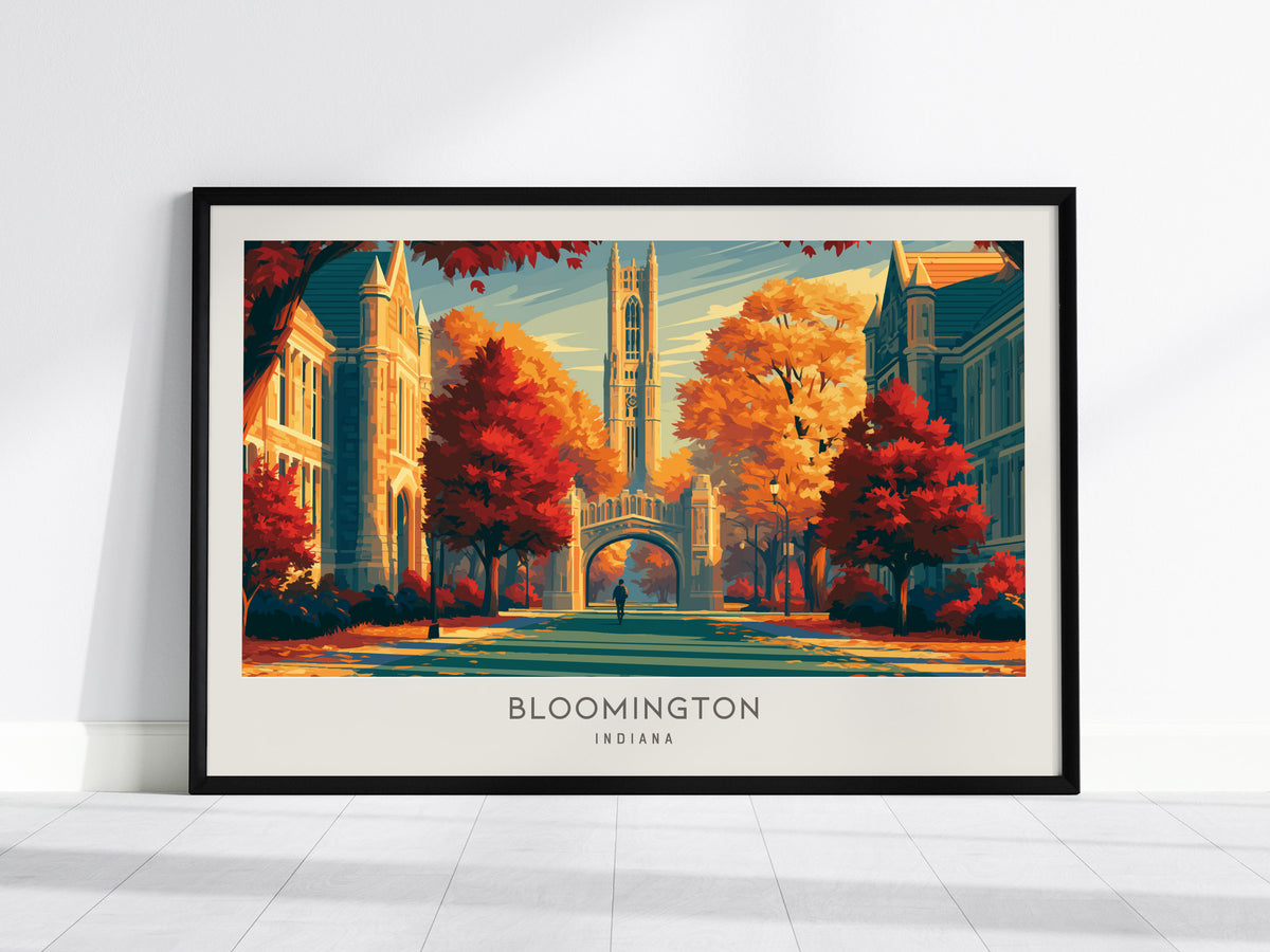 Bloomington Landscape Matte Border Poster | Indiana Travel Wall Art — framed wall art, 24x36 in