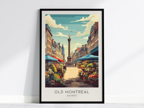 Old Montreal Matte Border Poster | Quebec Destination Print & Vacation Wall Art — framed wall art, 24x36 in