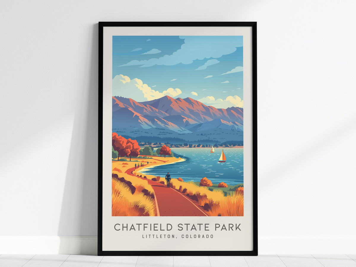 Chatfield State Park Matte Border Poster | Littleton, Colorado Travel Wall Art — framed wall art, 24x36 in