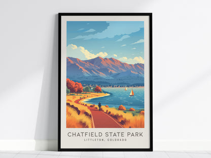 Chatfield State Park Matte Border Poster | Littleton, Colorado Travel Wall Art — framed wall art, 24x36 in