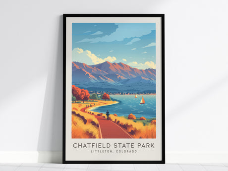 Chatfield State Park Matte Border Poster | Littleton, Colorado Travel Wall Art — framed wall art, 24x36 in