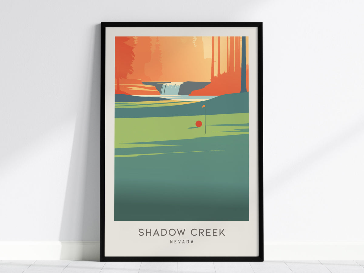 Shadow Creek Matte Border Poster | Nevada Golf Wall Art Country Club Decor — framed wall art, 24x36 in