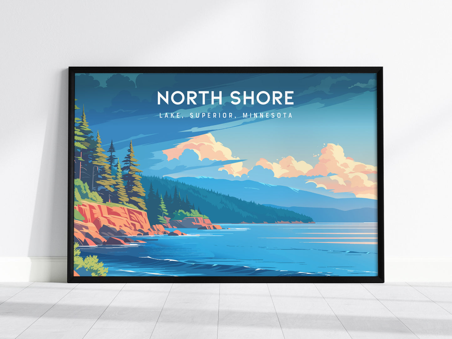 North Shore, Lake Superior, Minnesota Landscape Poster | Lake, Superior, Minnesota | Destination Print & Coastal Beach Decor