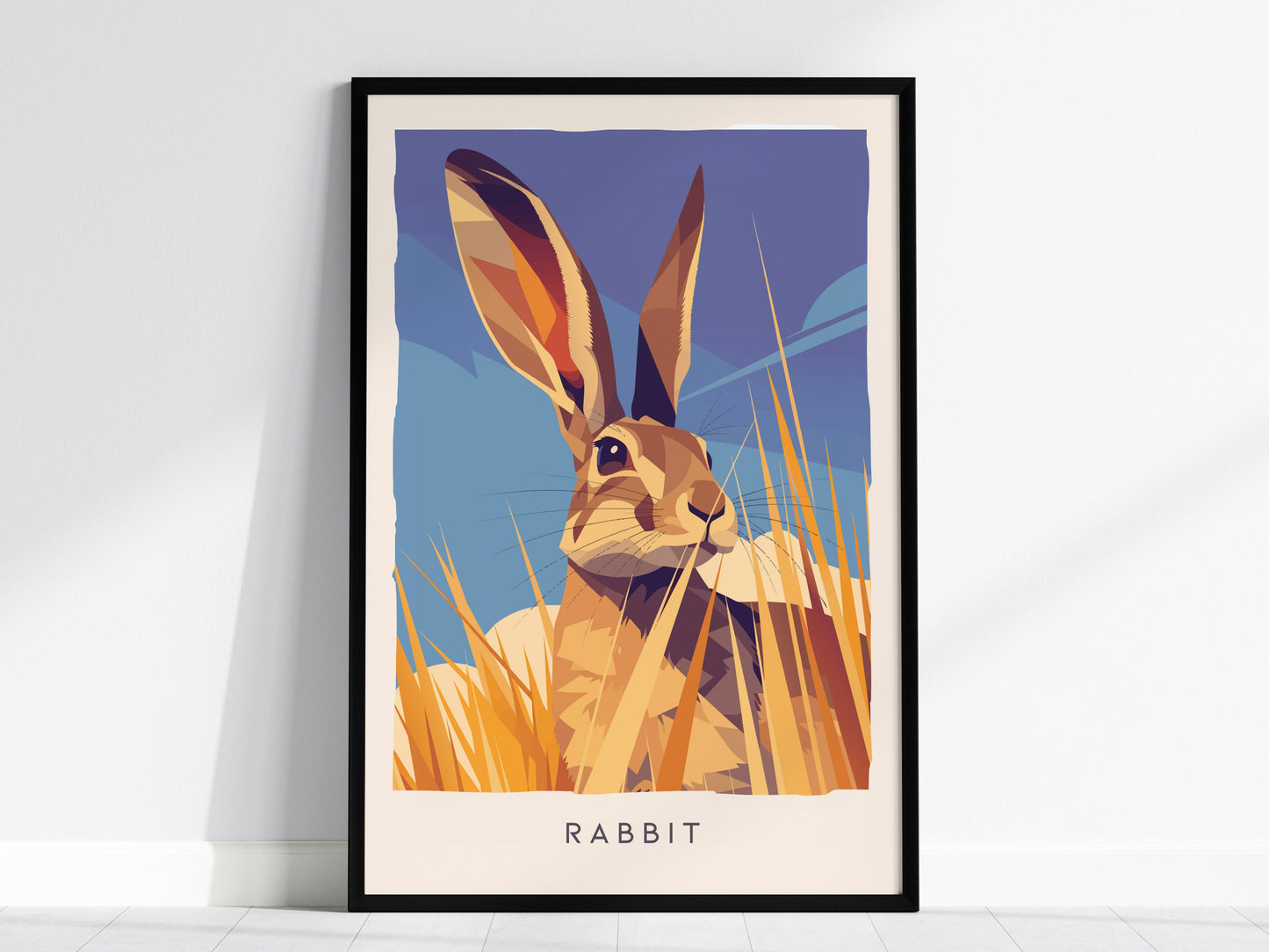 Rabbit, Wildlife Poster | Meadow Wildflower Countryside Wall Art — framed wall art, 24x36 in