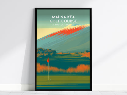 Mauna Kea Golf Course, Kamuela, Hawaii Poster | Tropical Links Golfer Gift Wall Art — framed wall art, 24x36 in