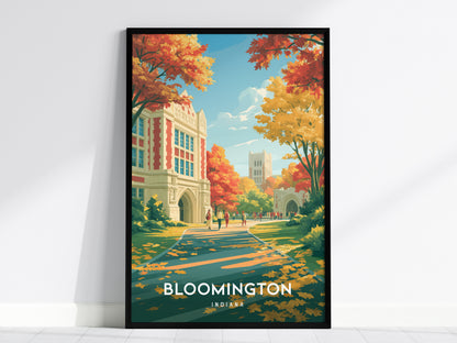 Bloomington, Indiana Poster | College Town Charm Travel Gift Wall Art — framed wall art, 24x36 in