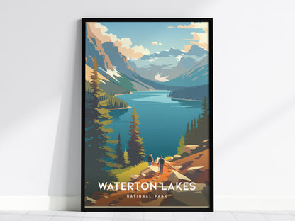 Waterton Lakes, National Park Canada Poster | Mountain Lake Destination Print Wall Art — framed wall art, 24x36 in