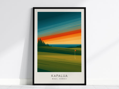 Kapalua Matte Border Poster | Maui, Hawaii Golf Course Print Travel Wall Art — framed wall art, 24x36 in