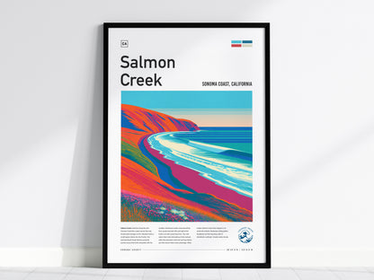 Salmon Creek, Sonoma Coast, California Poster | Surf Wall Art & Wave Print — framed wall art, 24x36 in