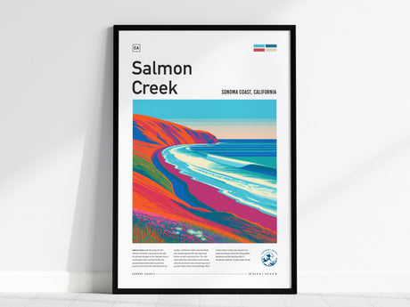 Salmon Creek, Sonoma Coast, California Poster | Surf Wall Art & Wave Print — framed wall art, 24x36 in