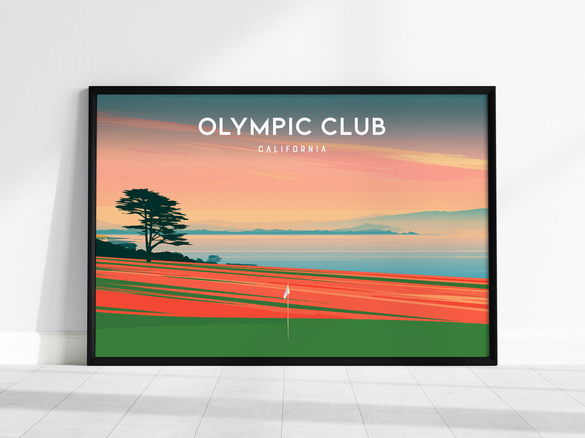 Olympic Club Landscape Poster | California Country Club Decor & Golf Wall Art — framed wall art, 24x36 in