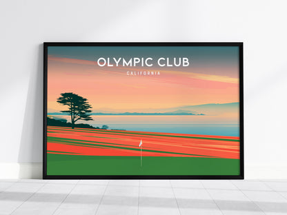 Olympic Club Landscape Poster | California Country Club Decor & Golf Wall Art — framed wall art, 24x36 in