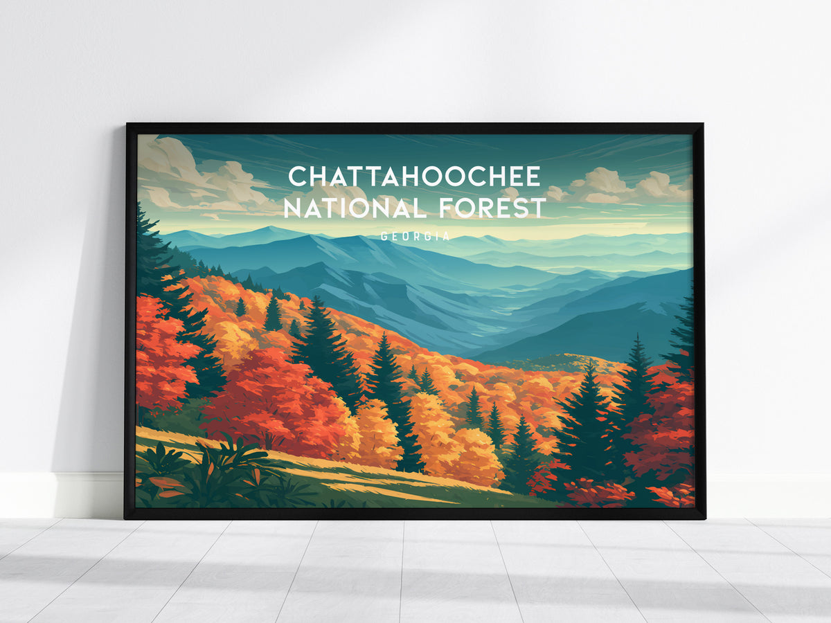 Chattahoochee National Forest Landscape, Georgia Poster | Appalachian Trail Vacation Wall Art — framed wall art, 24x36 in