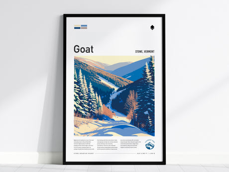 Goat, Stowe Poster | Mountain Goat Ski Trail Wall Art — framed wall art, 24x36 in