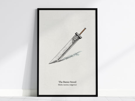 The Buster Sword Poster | Gladius Maximus Midgarensis Pen and Ink Print Scientific Illustration Wall Art — framed wall art, 2