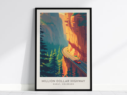 Million Dollar Highway Matte Border Poster | Ouray, Colorado Destination Print — framed wall art, 24x36 in