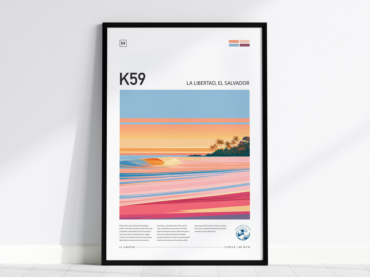 K59, La Libertad, El Salvador Poster | Tropical Surf Wall Art — framed wall art, 24x36 in