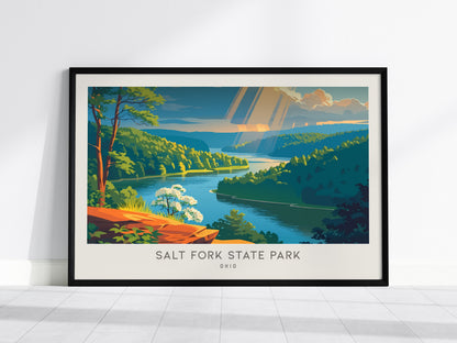 Salt Fork State Park Landscape Matte Border Poster | Ohio Vacation Wall Art — framed wall art, 24x36 in