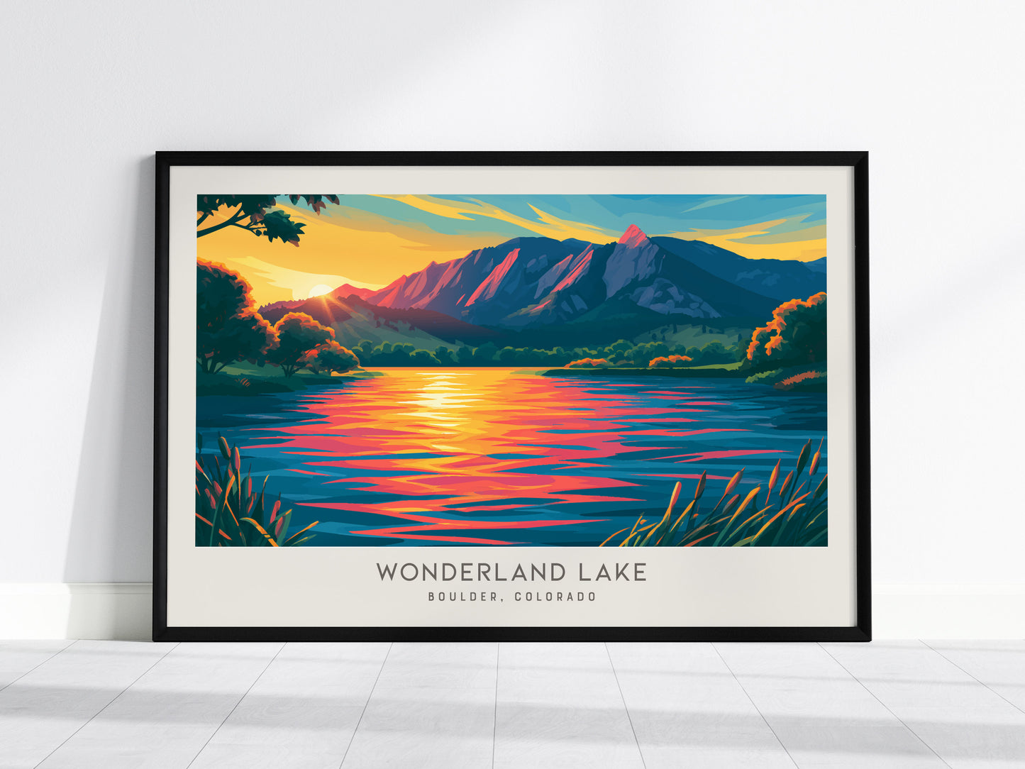 Wonderland Lake Landscape Matte Border Poster | Travel Wall Art — framed wall art, 24x36 in