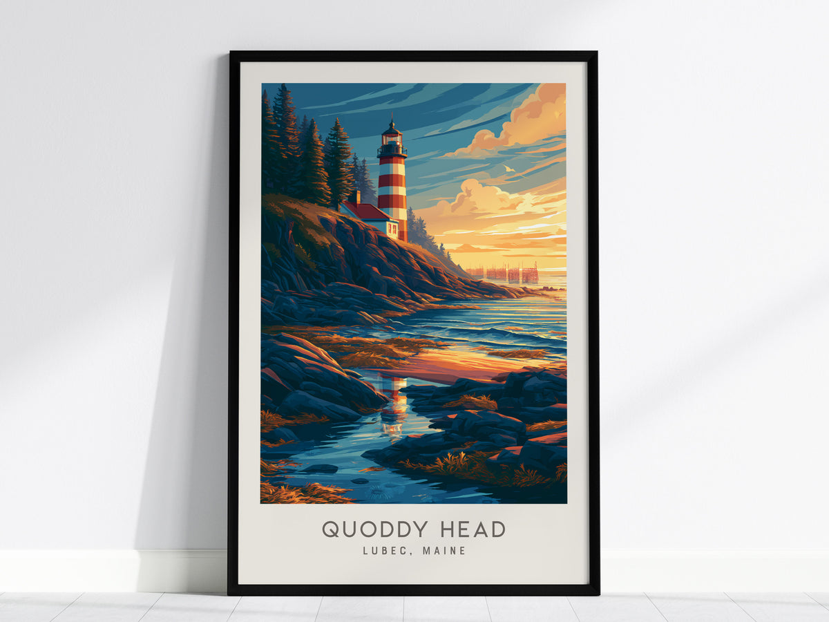 Quoddy Head Matte Border Poster | Lubec, Maine Coastal Beach Decor — framed wall art, 24x36 in