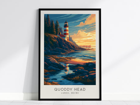 Quoddy Head Matte Border Poster | Lubec, Maine Coastal Beach Decor — framed wall art, 24x36 in