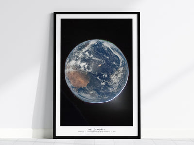 Artemis II Hello World Earth Poster | NASA Space Exploration Framed Wall Art