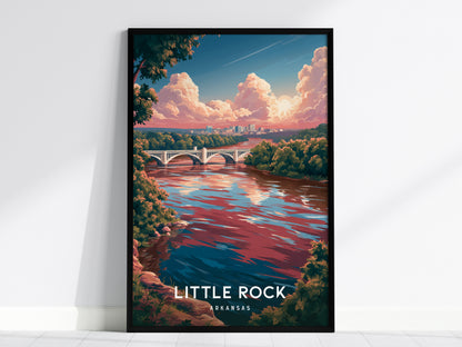 Little Rock, Arkansas Poster | River City Skyline Destination Print Wall Art — framed wall art, 24x36 in