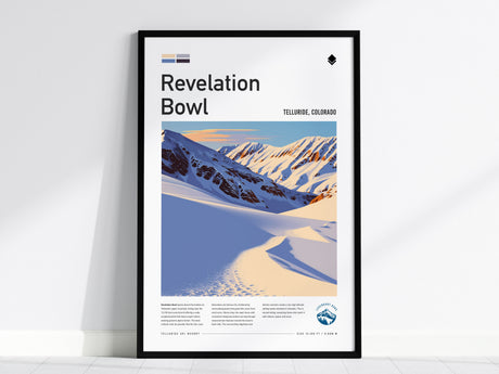 Revelation Bowl, Telluride Poster | Alpine Powder Run Mountain Wall Art — framed wall art, 24x36 in