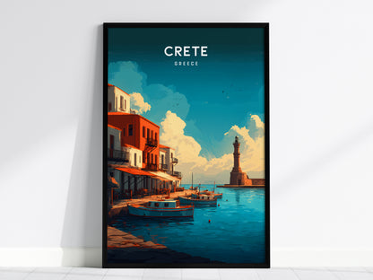 Crete, Greece Poster | Mediterranean Island Destination Print Wall Art — framed wall art, 24x36 in