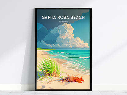 Santa Rosa Beach, Florida Poster | Sugar-White Sands & Dunes Wall Art — framed wall art, 24x36 in