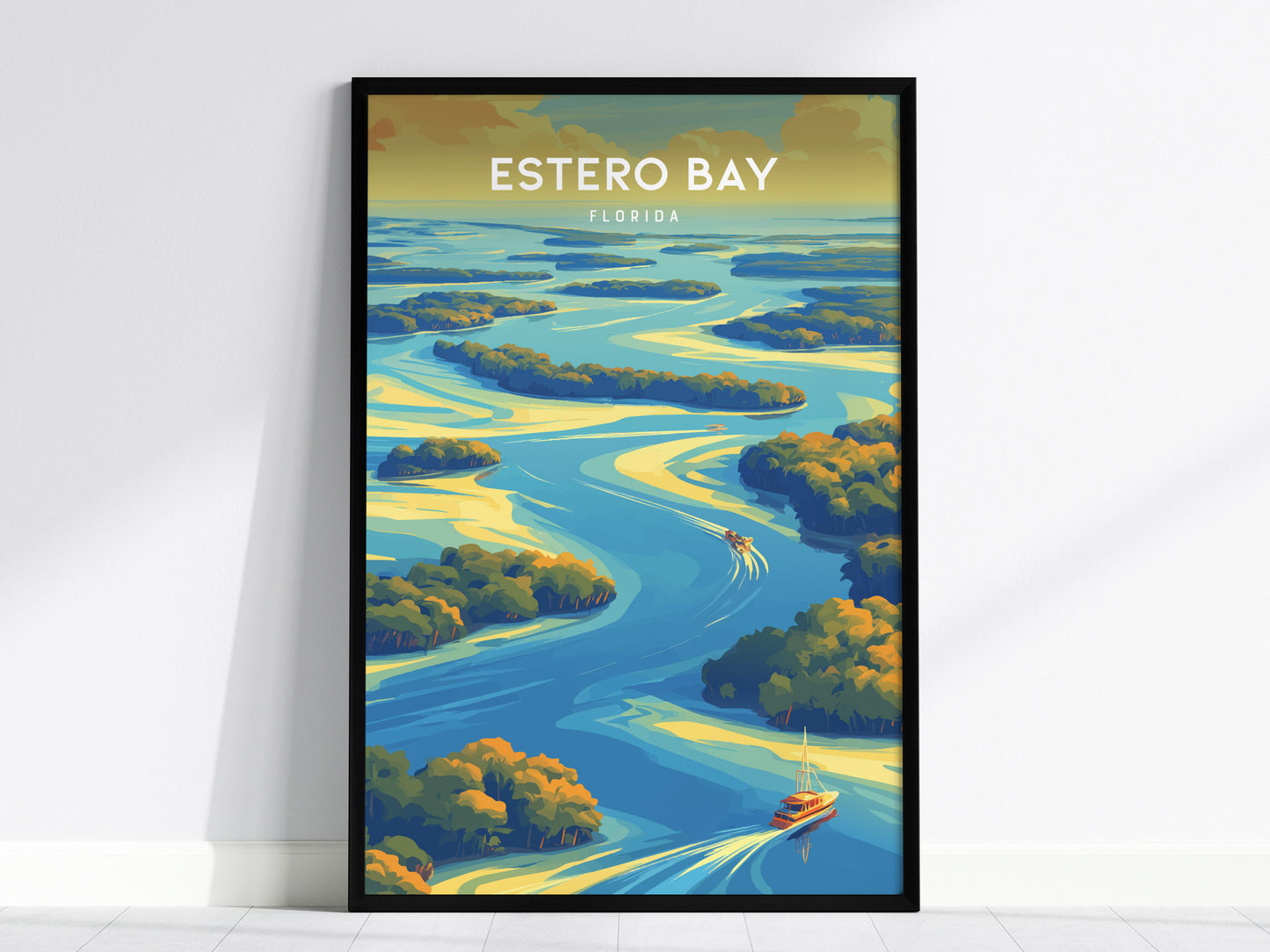 Estero Bay, Florida Poster | Mangroves & Gulf Coast Art Wall Art — framed wall art, 24x36 in