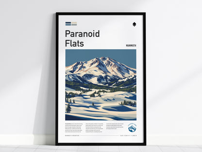 Paranoid Flats, Mammoth Poster | Ski Lodge Decor Mountain Wall Art — framed wall art, 24x36 in