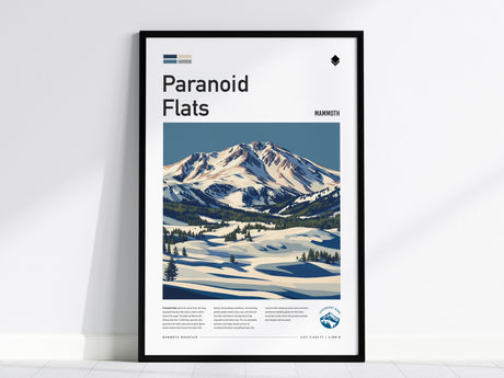 Paranoid Flats, Mammoth Poster | Ski Lodge Decor Mountain Wall Art — framed wall art, 24x36 in