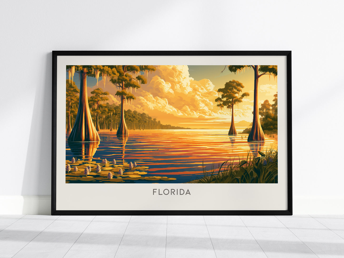 Florida Landscape Matte Border Poster | Travel Wall Art — framed wall art, 24x36 in