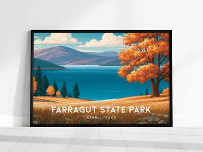Farragut State Park Landscape Poster | Athol, Idaho Lakeside Pine Forest Framed or Unframed Wall Art — framed wall art, 24x36