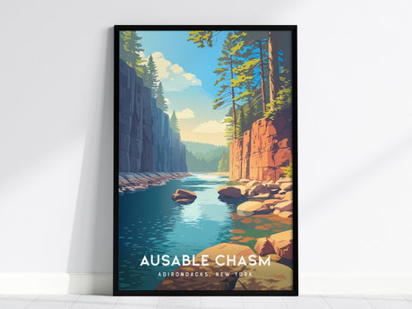 Ausable Chasm, Adirondacks, New York Poster | Gorge & Waterfall Vacation Wall Art — framed wall art, 24x36 in