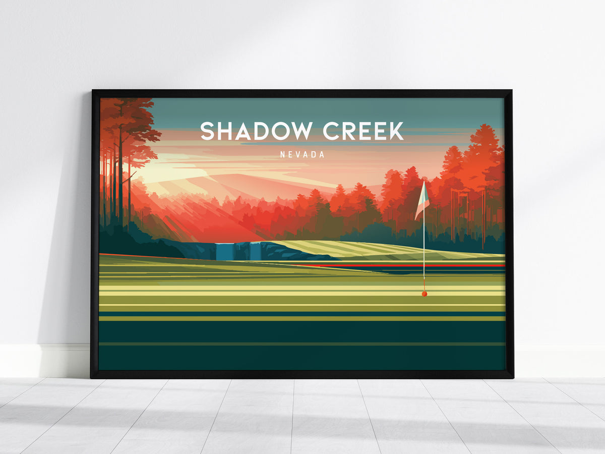 Shadow Creek, Nevada Landscape Poster | Links Poster Golfer Gift Wall Art — framed wall art, 24x36 in
