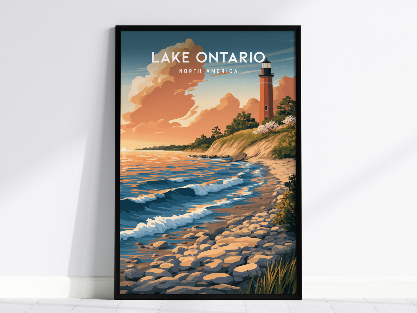 Lake Ontario, North America Poster | Freshwater Shores & Sailboat Horizon Wall Art — framed wall art, 24x36 in