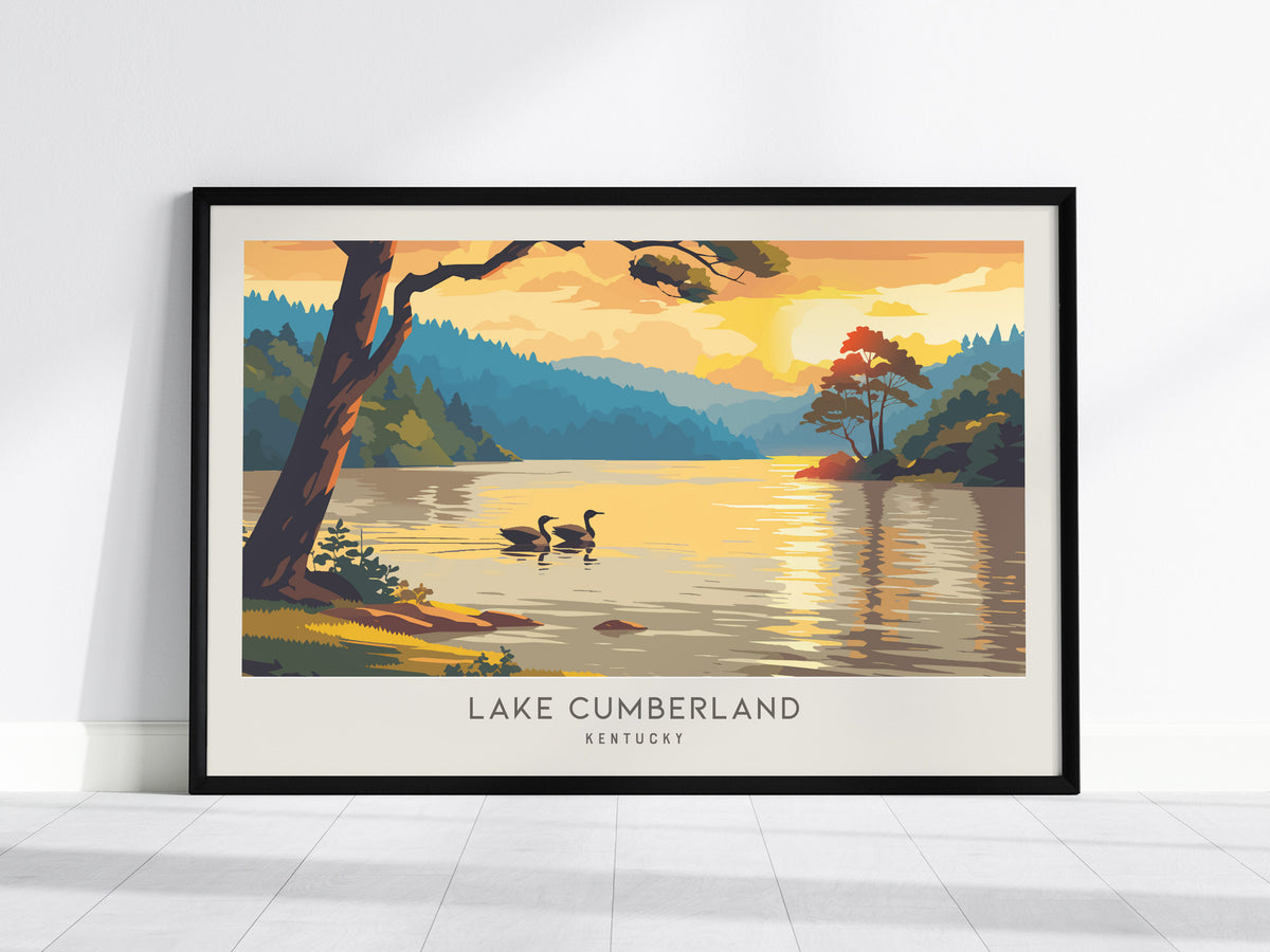 Lake Cumberland Landscape Matte Border Poster | Kentucky Travel Wall Art — framed wall art, 24x36 in