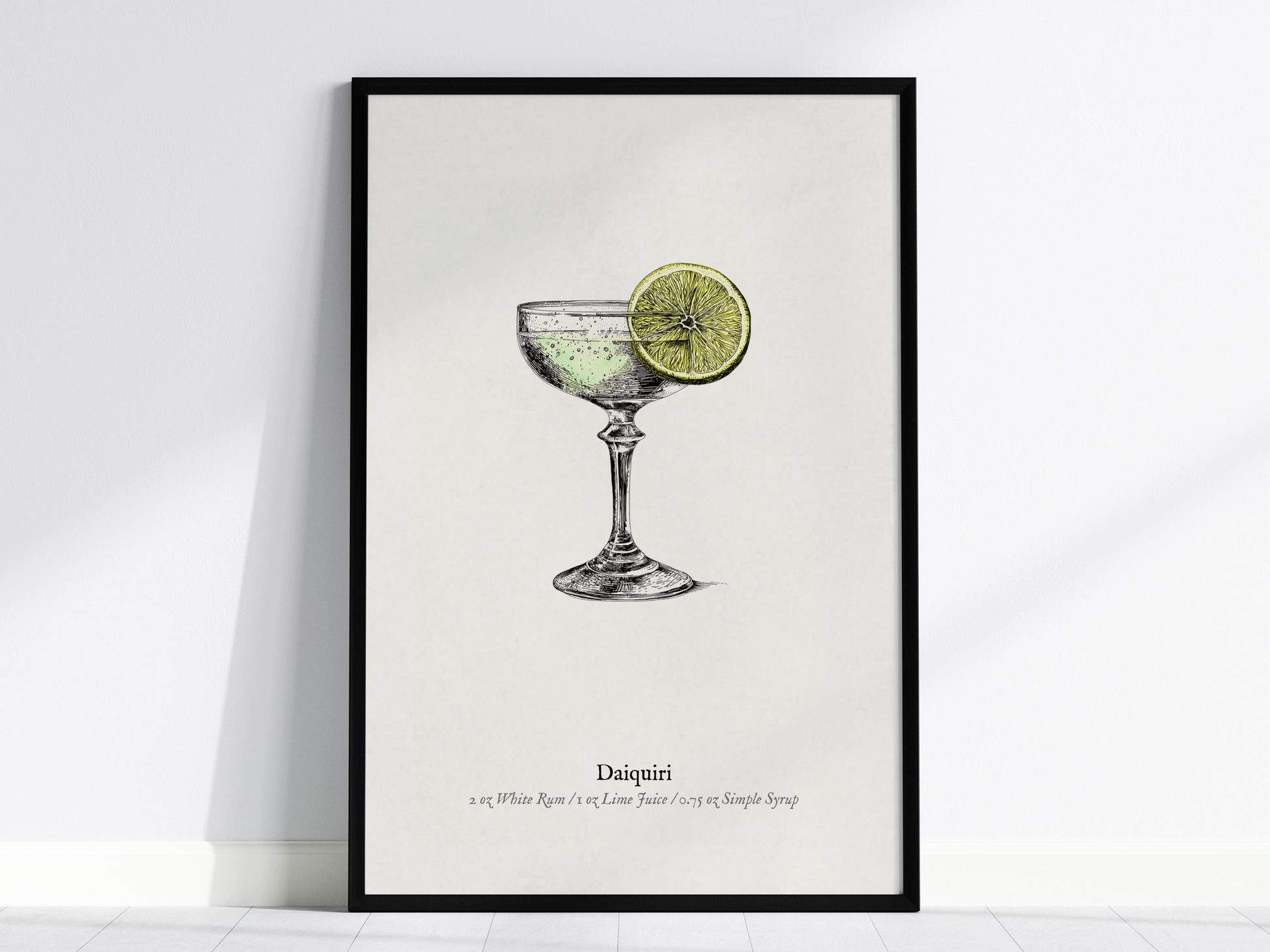 Daiquiri Poster | Vintage Cocktail Scientific Illustration Wall Art — framed wall art, 24x36 in