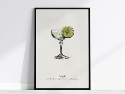 Daiquiri Poster | Vintage Cocktail Scientific Illustration Wall Art — framed wall art, 24x36 in