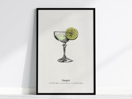Daiquiri Poster | Vintage Cocktail Scientific Illustration Wall Art — framed wall art, 24x36 in