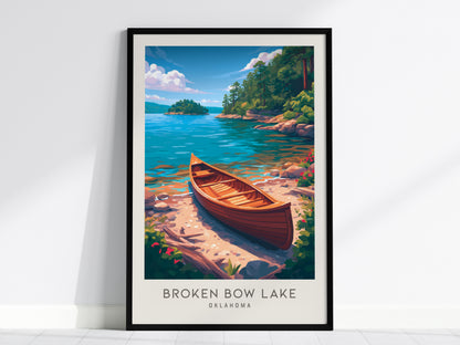 Broken Bow Lake Matte Border Poster | Oklahoma Destination Print Travel Wall Art — framed wall art, 24x36 in