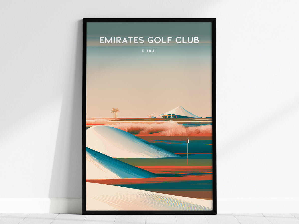Emirates Golf Club, Dubai Poster | Golfer Gift & Links Wall Art — framed wall art, 24x36 in