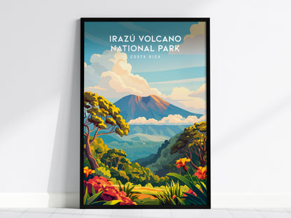 Irazú Volcano National Park, Costa Rica Poster | Crater Lake & Misty Summit Wall Art — framed wall art, 24x36 in