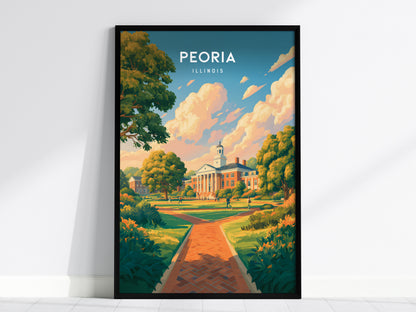 Peoria, Illinois Poster | River City Charm Framed or Unframed Wall Art — framed wall art, 24x36 in