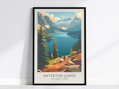 Waterton Lakes Matte Border Poster | National Park Travel Wall Art — framed wall art, 24x36 in